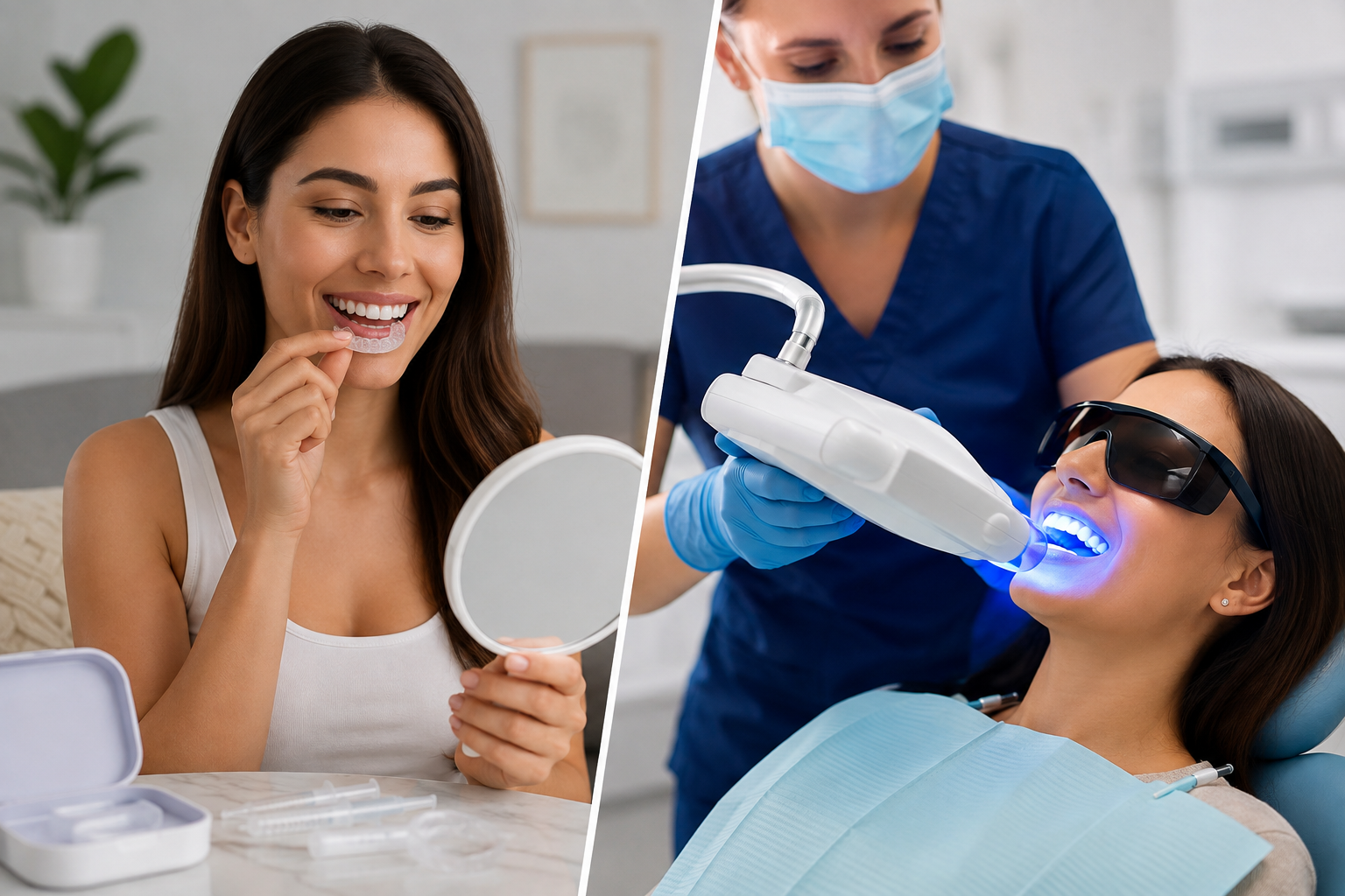 Comparison of at-home and in-office teeth whitening treatments