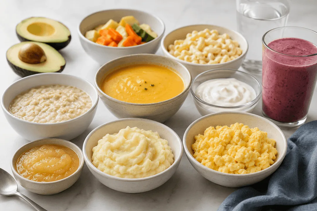 Recommended soft foods after tooth extraction or root canal procedure