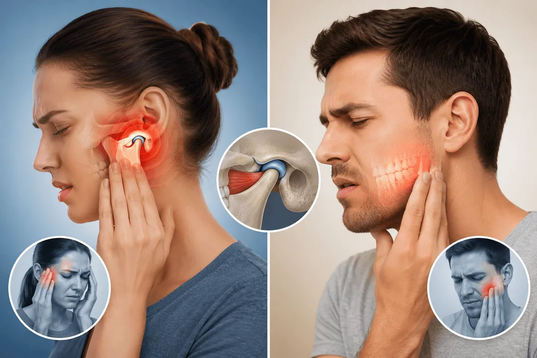 illustration showing TMJ vs Regular Jaw Pain