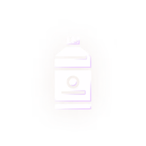 Pictogram van een spraybus in witte lijnen op een zwarte achtergrond.