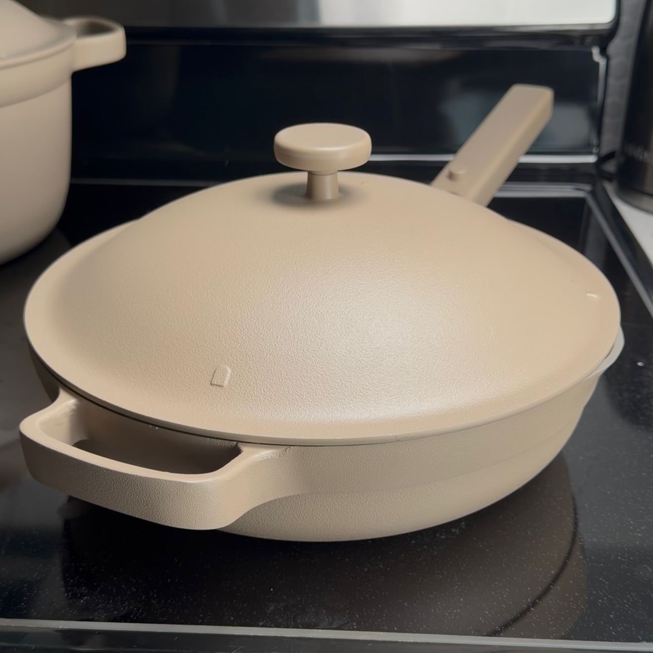 Ceramic Pan with Modular Lid Steamer Basket & Spatula Non-Toxic Cookware