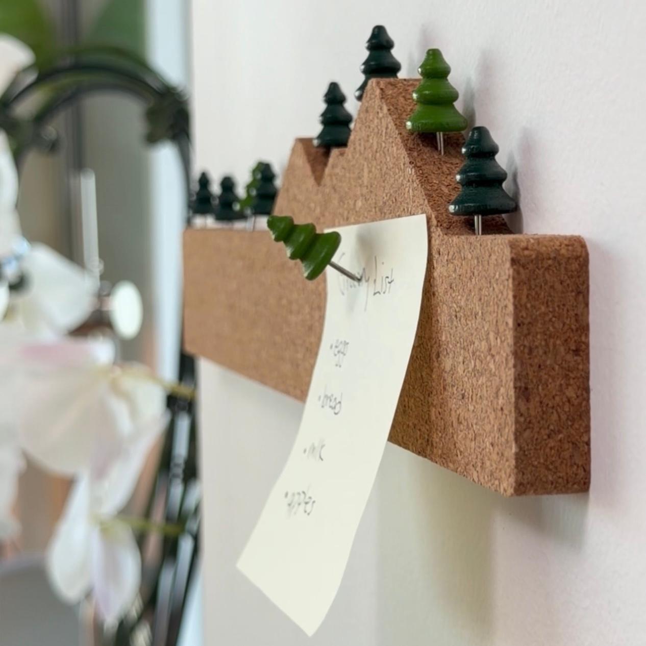 Mountain Cork Pin Board with Pine Tree Pins