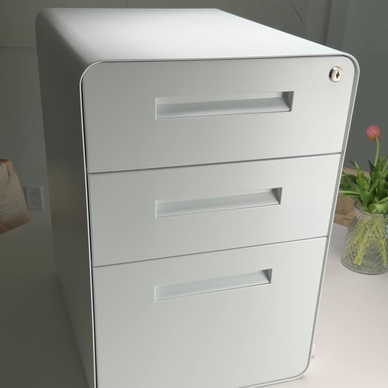 Fully Metal Filing Cabinet with Curved Edges