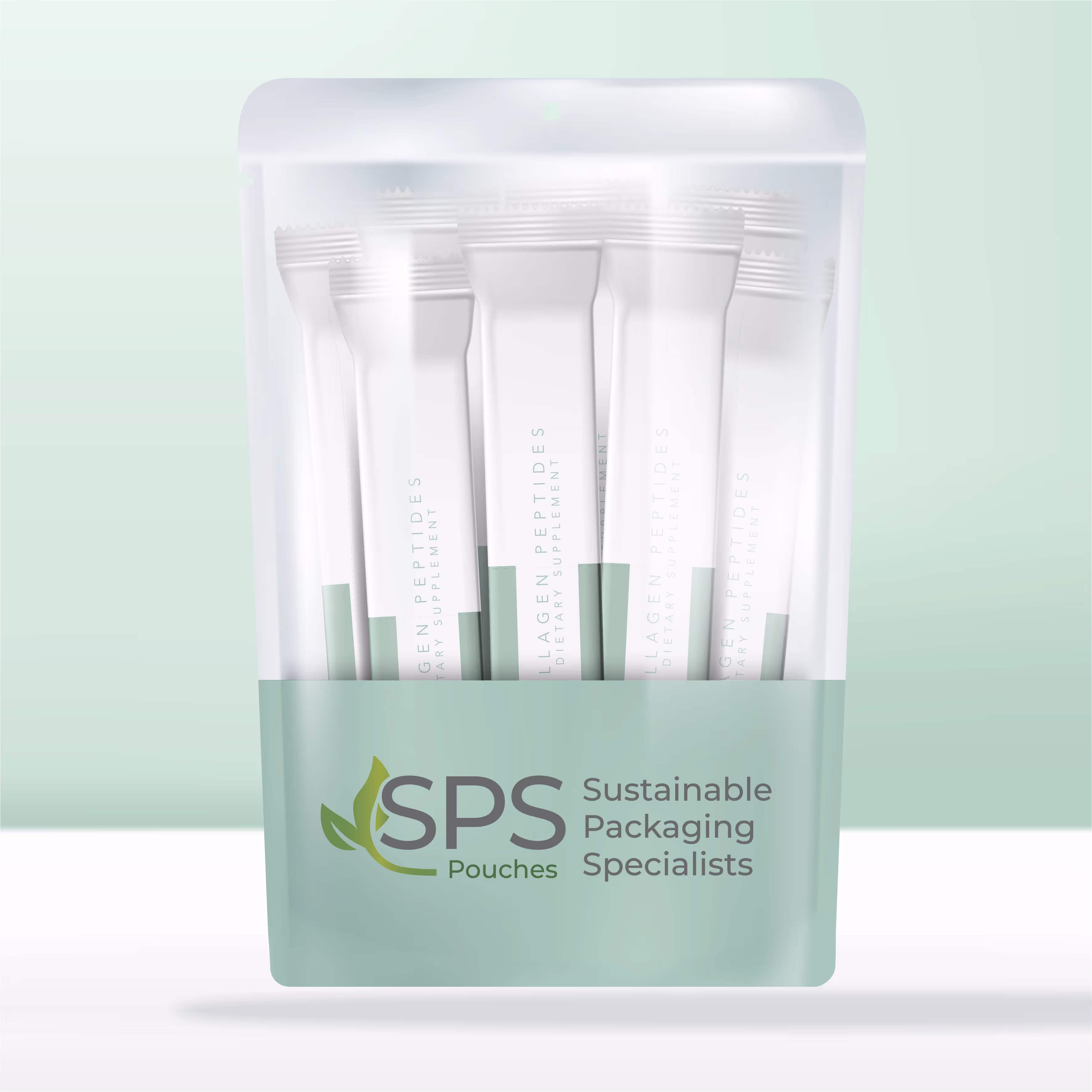 Printed resealable pouch with SPS Pouches logo