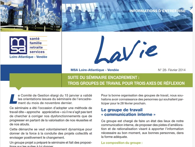 MSA Loire-Atlantique Vendée : Trois groupes de travail, trois axes de réflexion