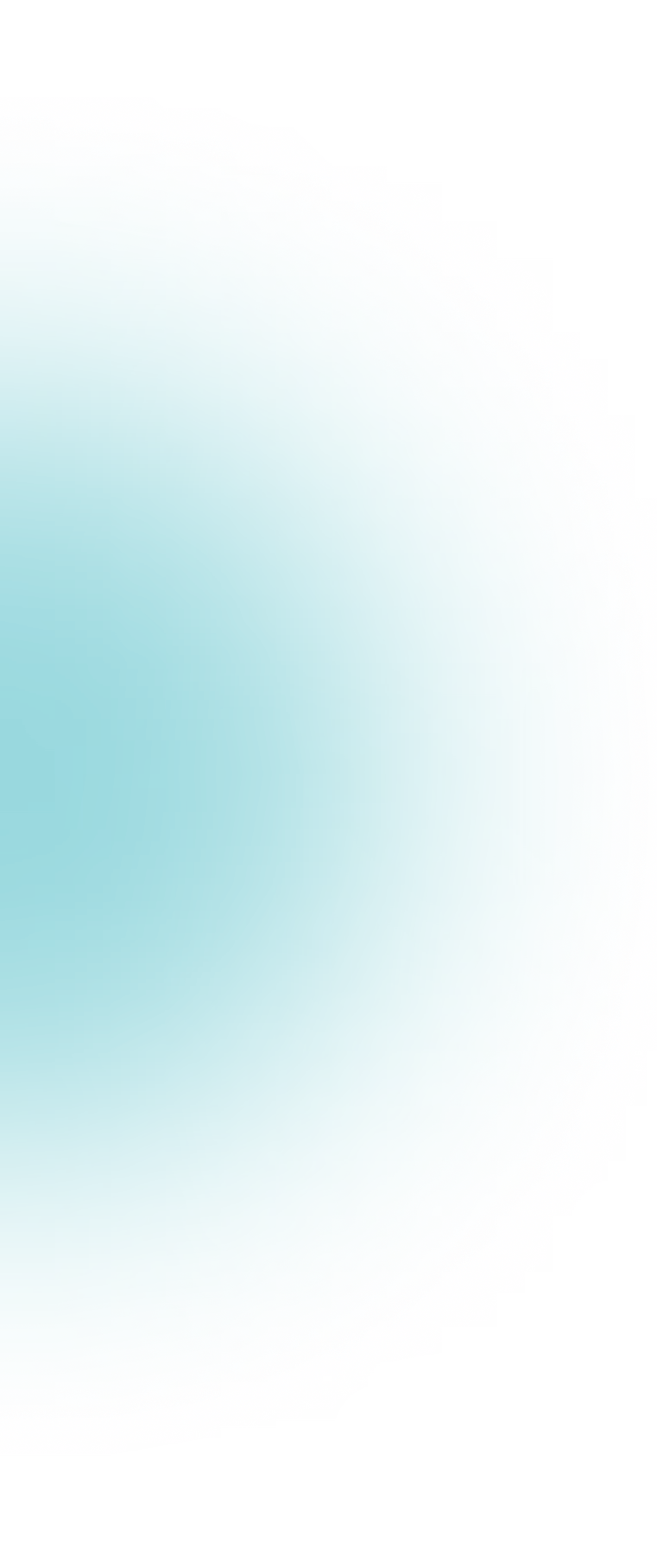 Blurred circular shape with shades of teal and green on a white background.