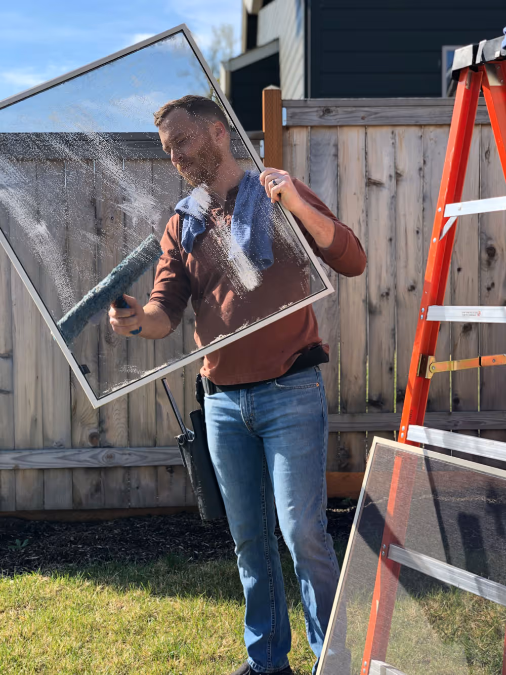Window screen cleaning in Portland, OR.