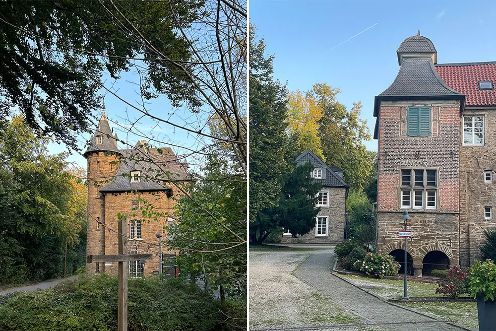 Ein gut erhaltenes Schloss auf einem Bergrücken, Schloss Schellenberg in Essen