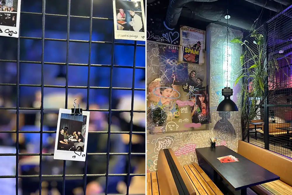 Modernes Innendesign mit Graffiti und Polaroids in der Sojubar Essen