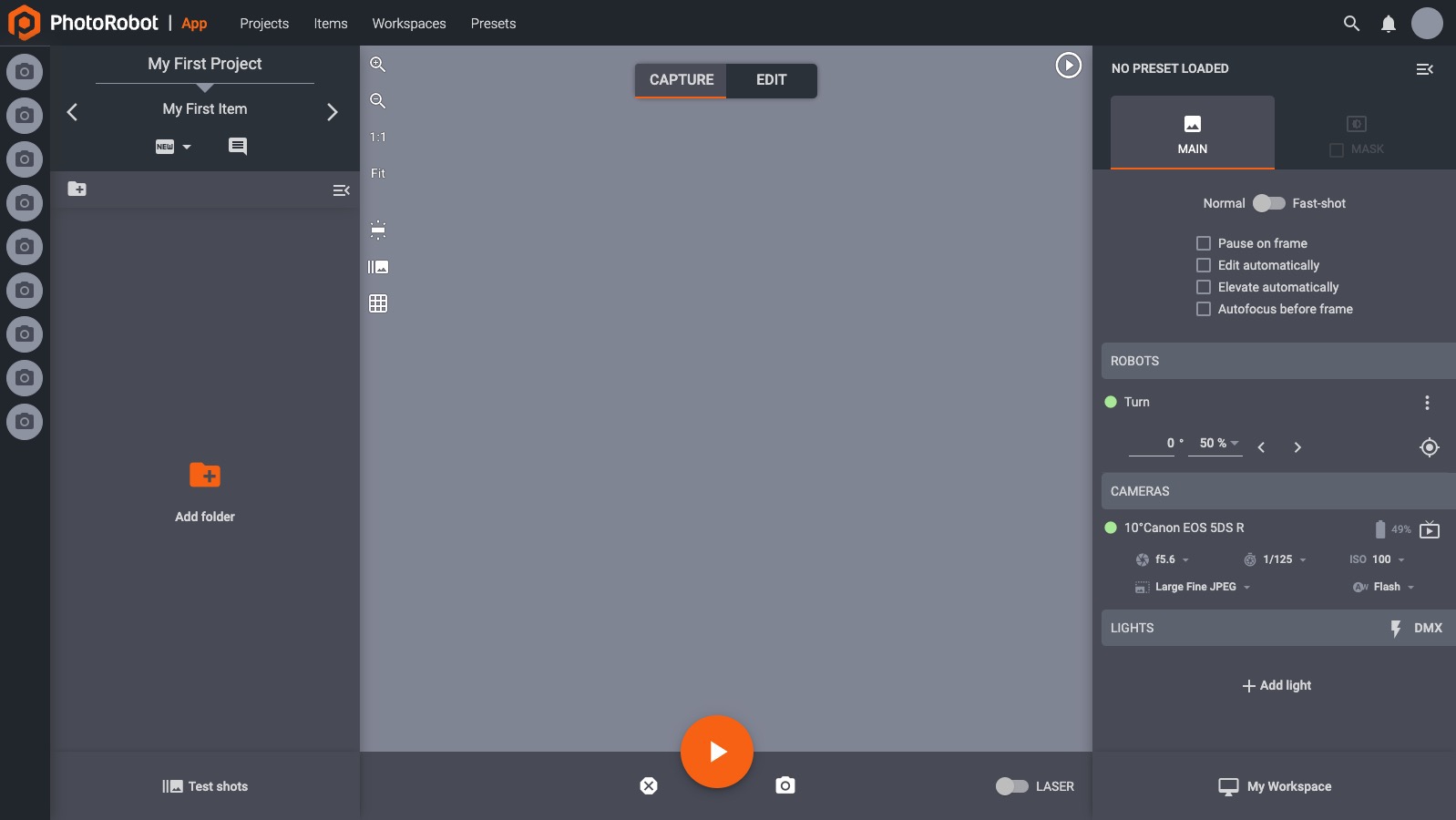 How to add DMX light on capture interface