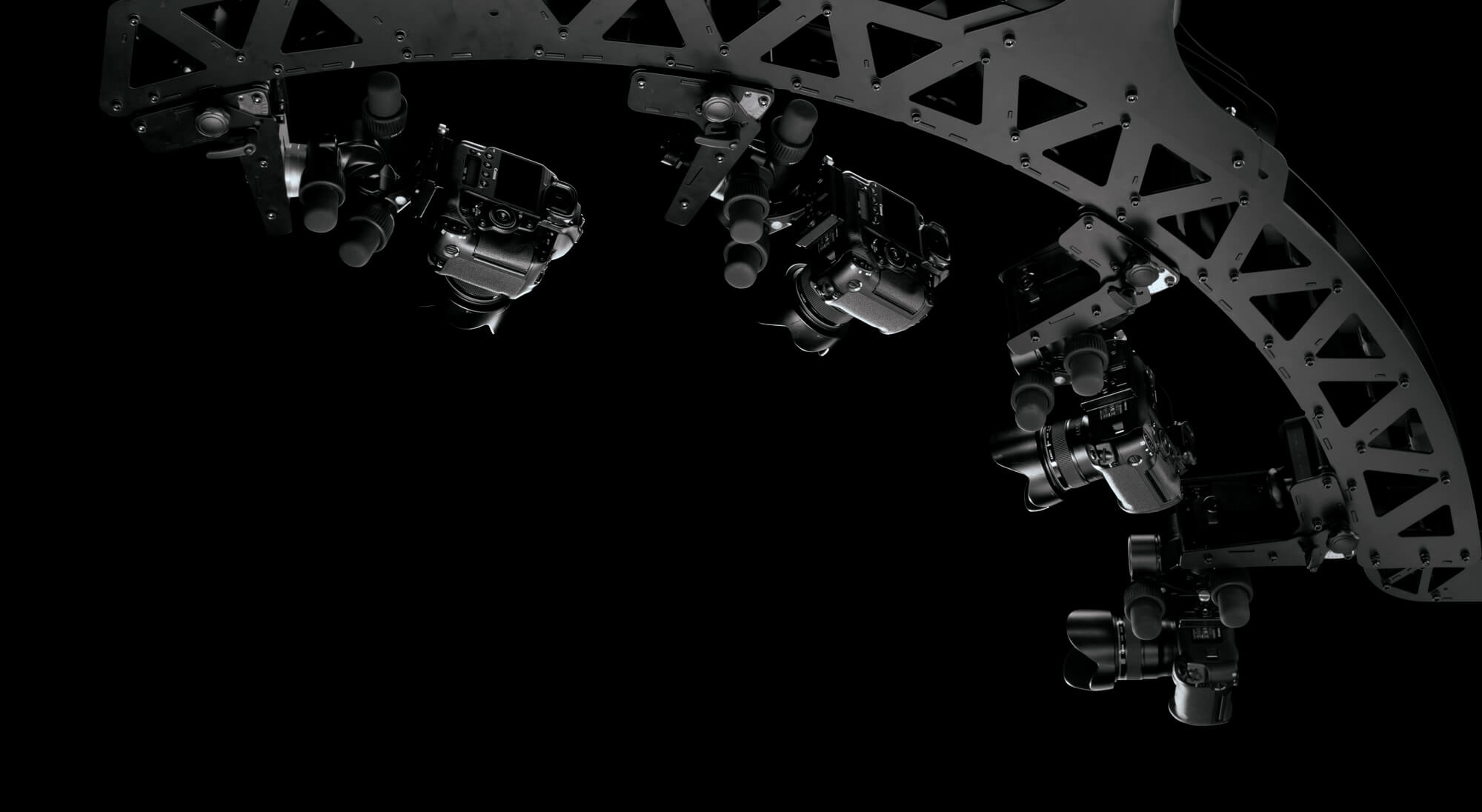 PhotoRobot Multi-Cam has 13 positions available for camera attachment at a spacing of 7.5 degrees.