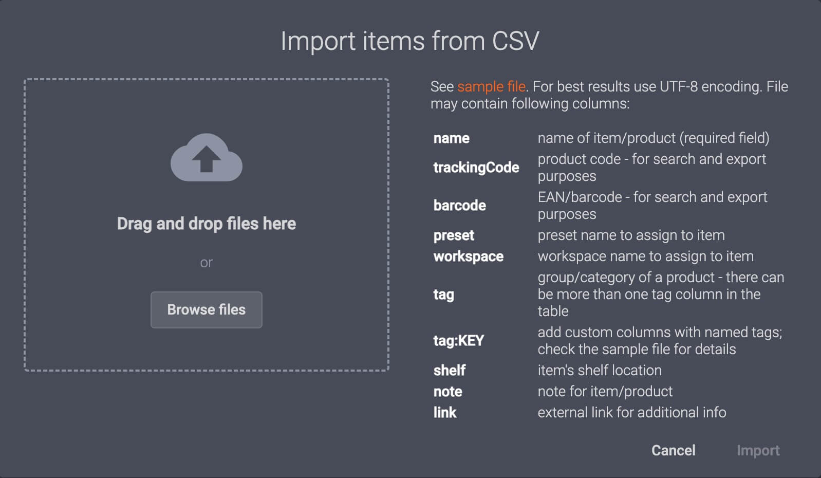 Импортируйте элементы и полные списки съемки в PhotoRobot Controls с помощью файла CSV.