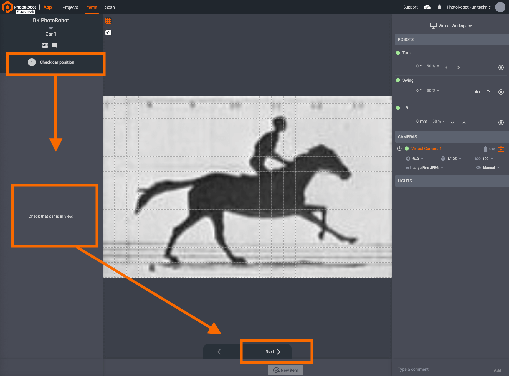 ขั้นตอนแรกของตัวช่วยสร้าง PhotoRobot