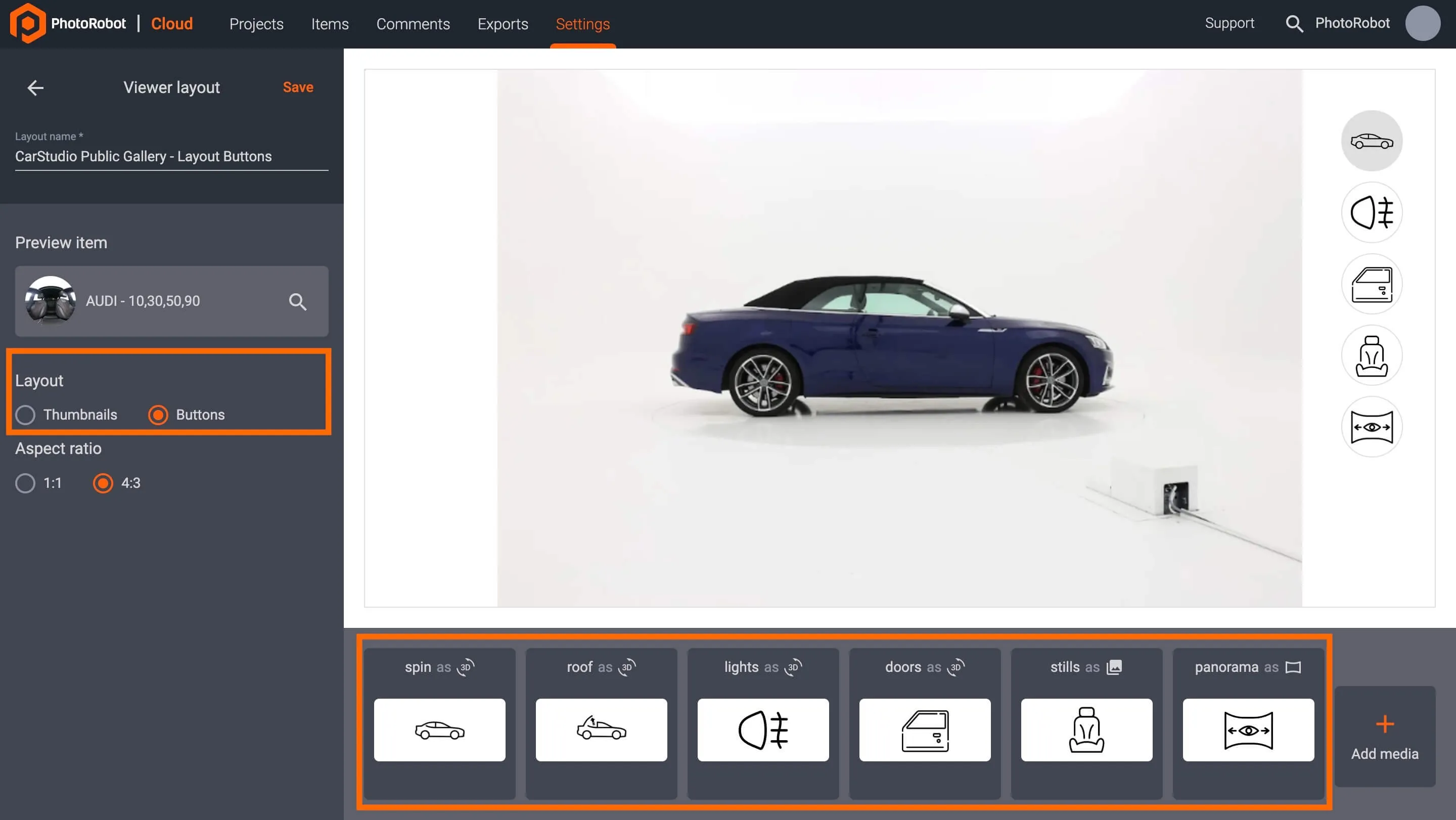 Configurar els botons de disseny del visor