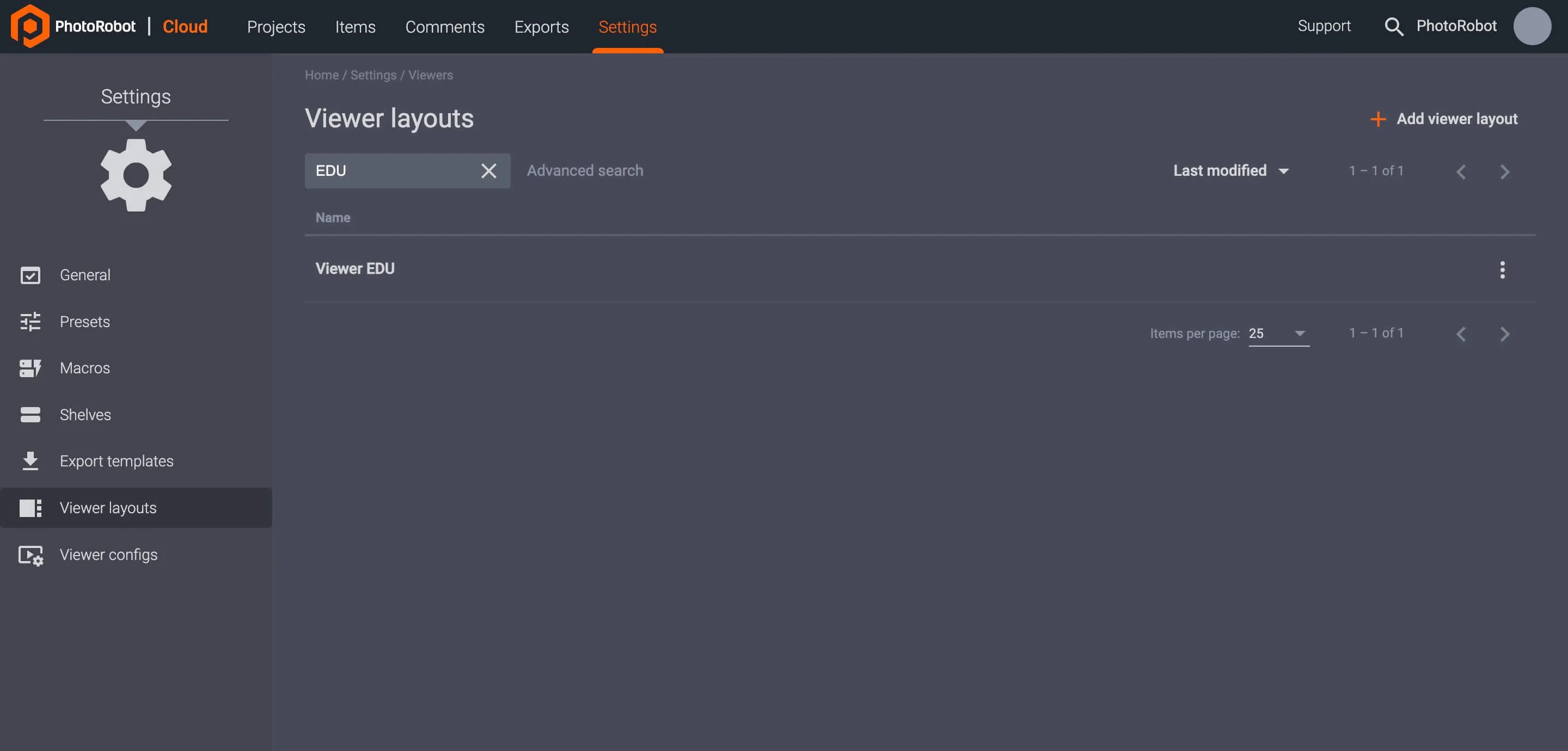 Dissenys del visor Configuració del núvol
