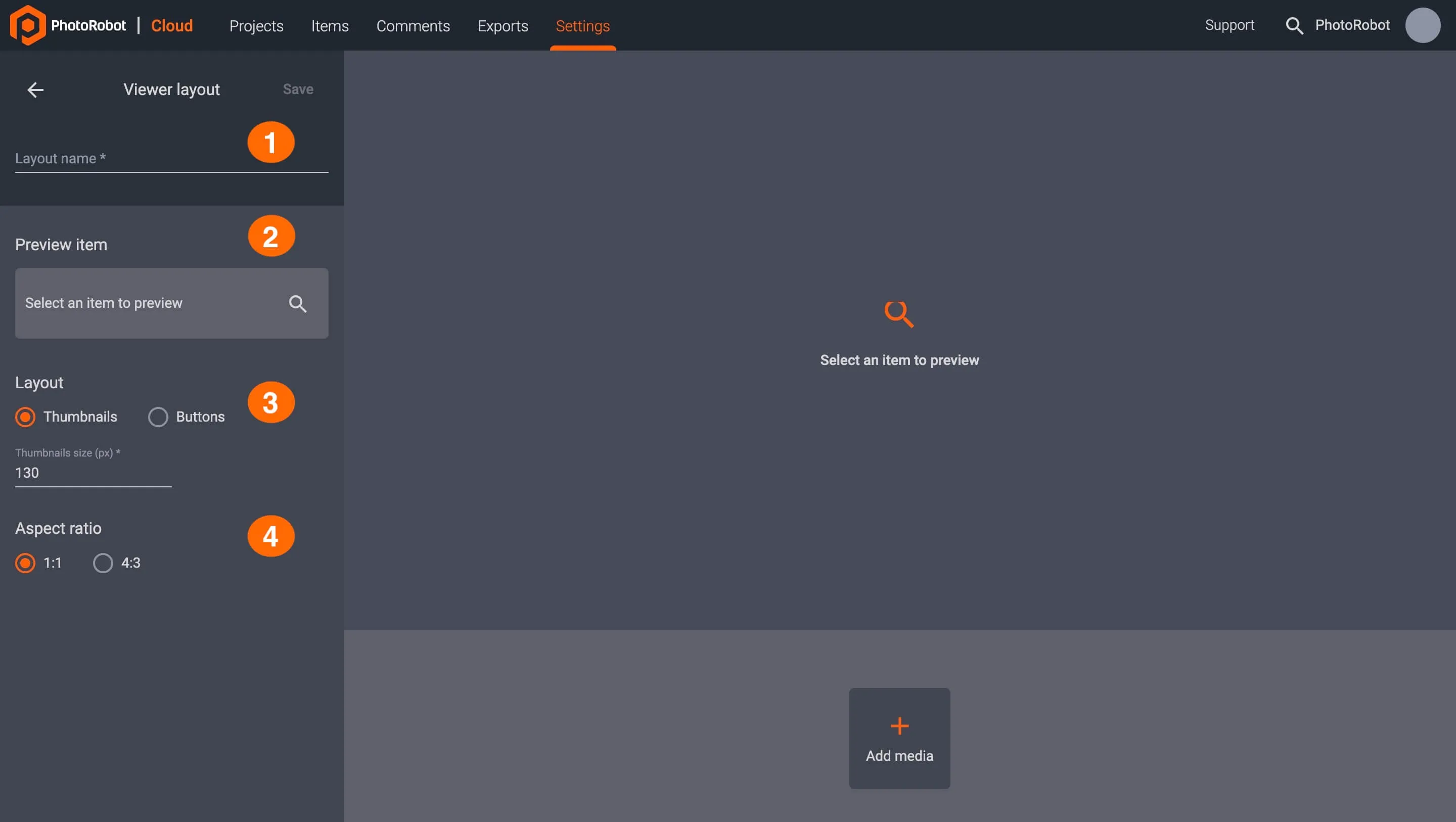 Configurar PhotoRobot nova configuració del disseny del visor