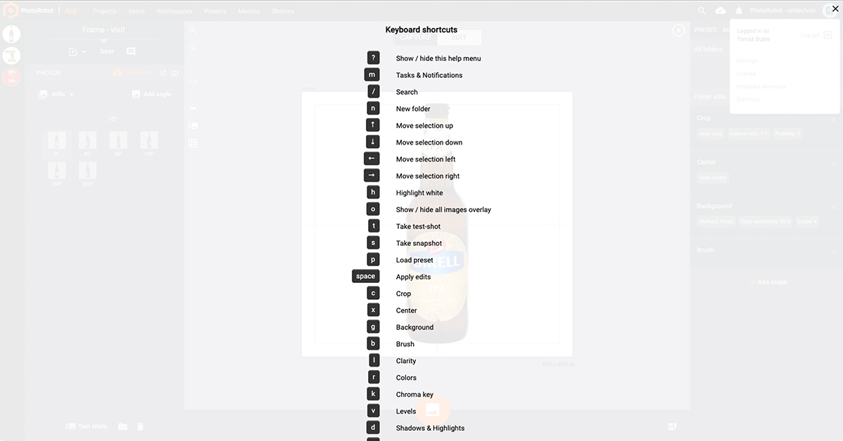 Image des raccourcis clavier.