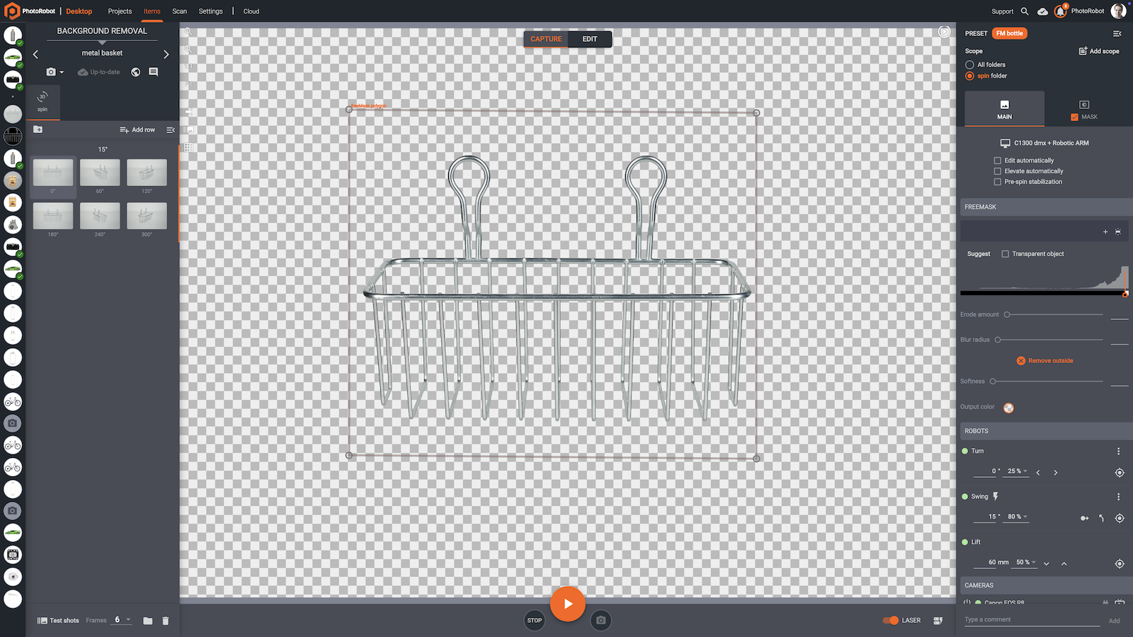 Produce transparent background after removal.