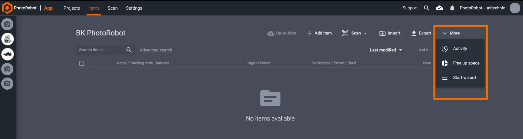 بدء تشغيل معالج PhotoRobot
