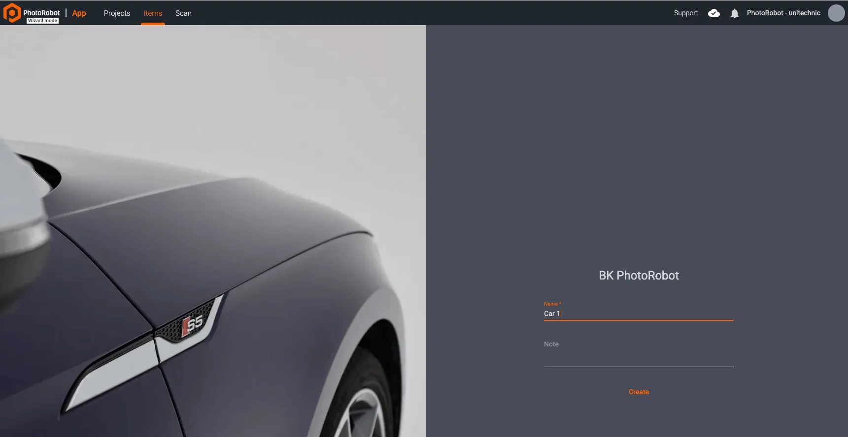 شاشة بدء تشغيل معالج PhotoRobot