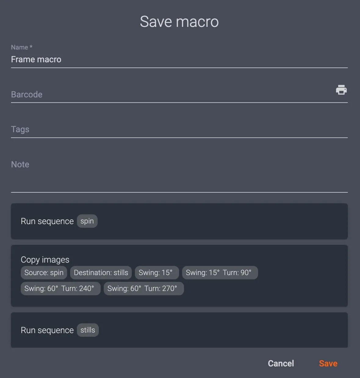 Exibir macros PhotoRobot