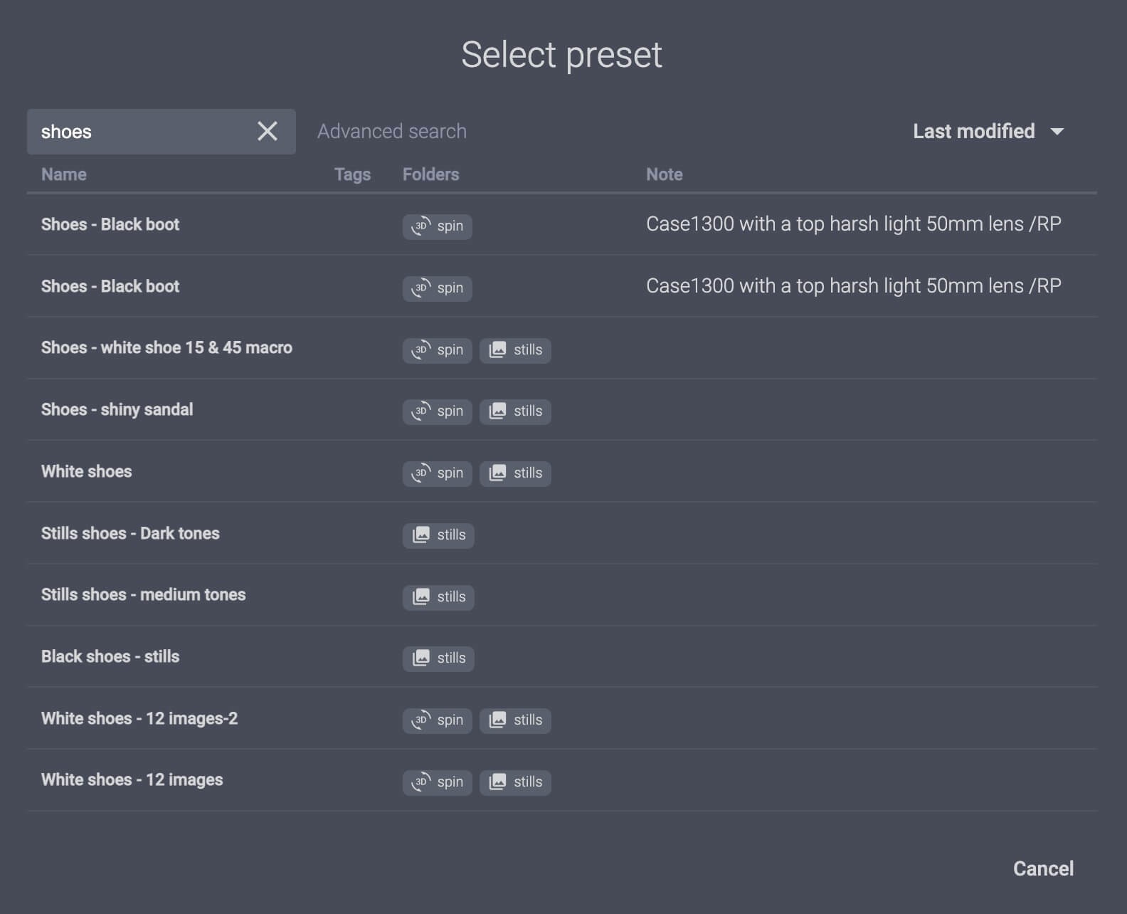 Preset selection macros