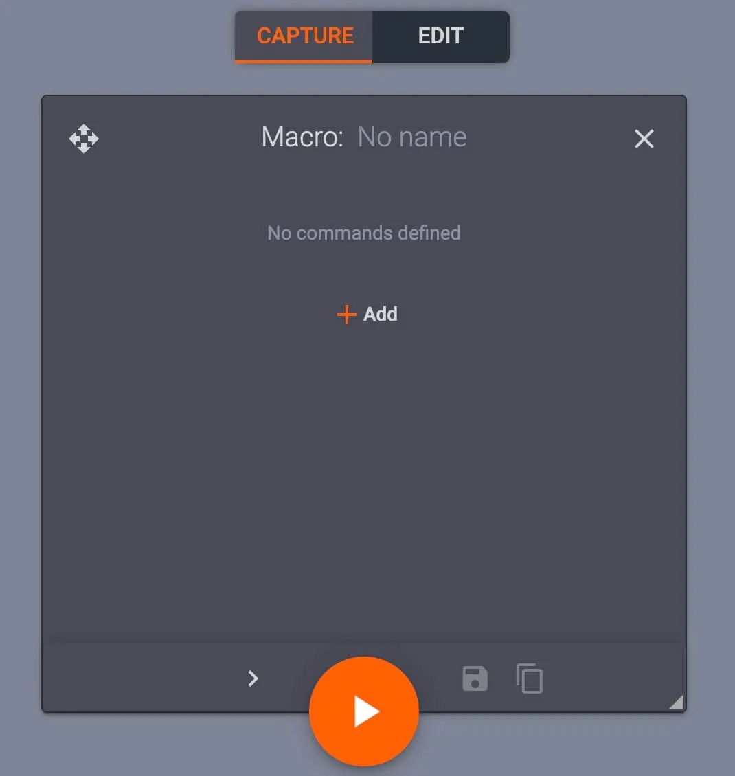 Nova caixa de comando de macro PhotoRobot