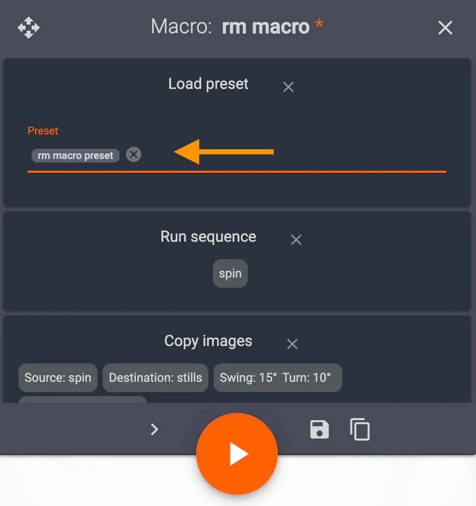 Confirmar predefinição de macro carregada