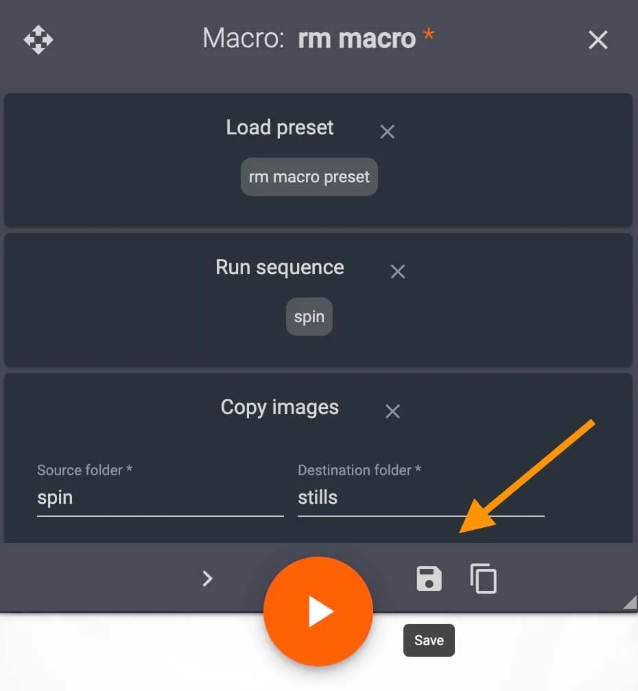 Salvar macro PhotoRobot