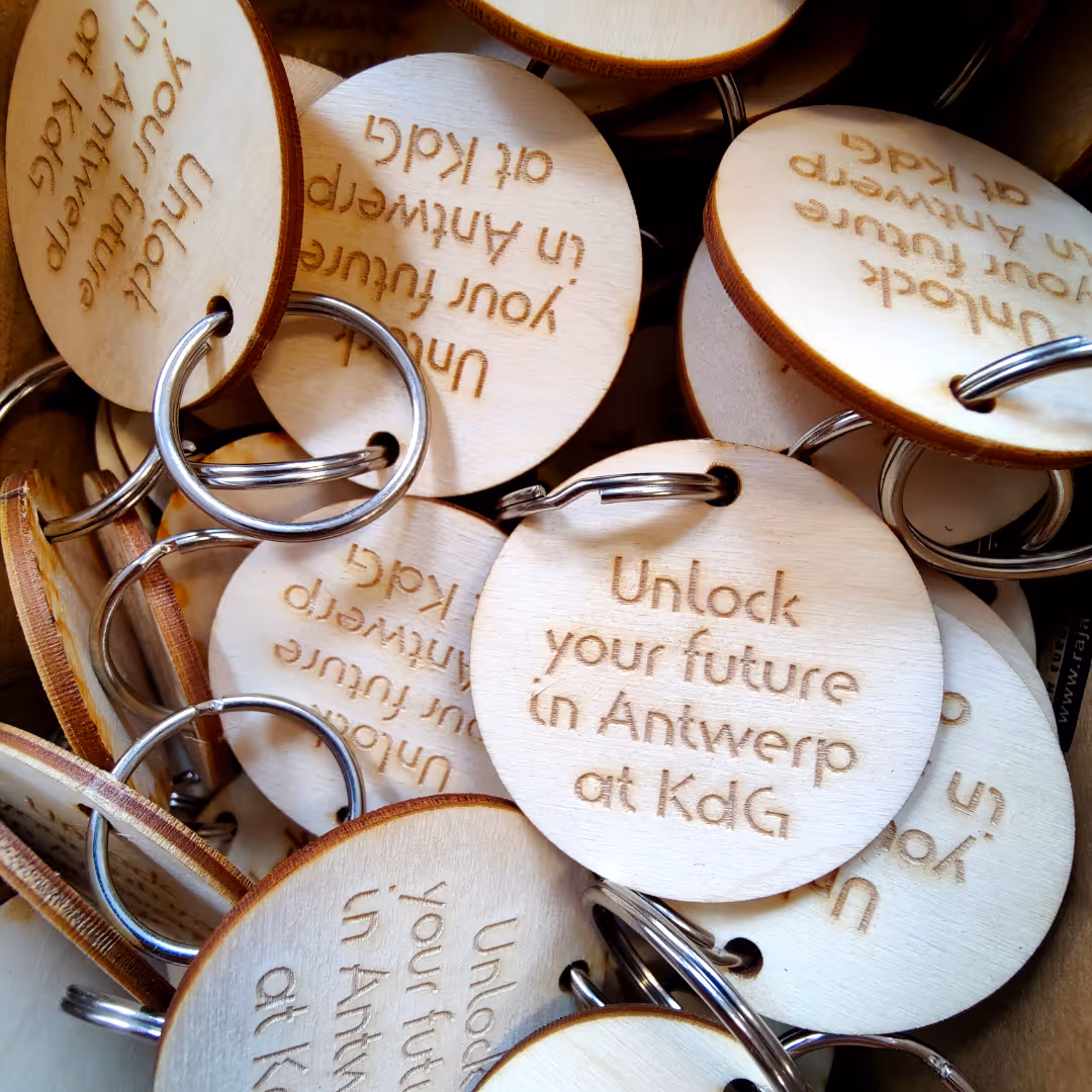 Laser gesneden branding sleutelhangers voor kdg