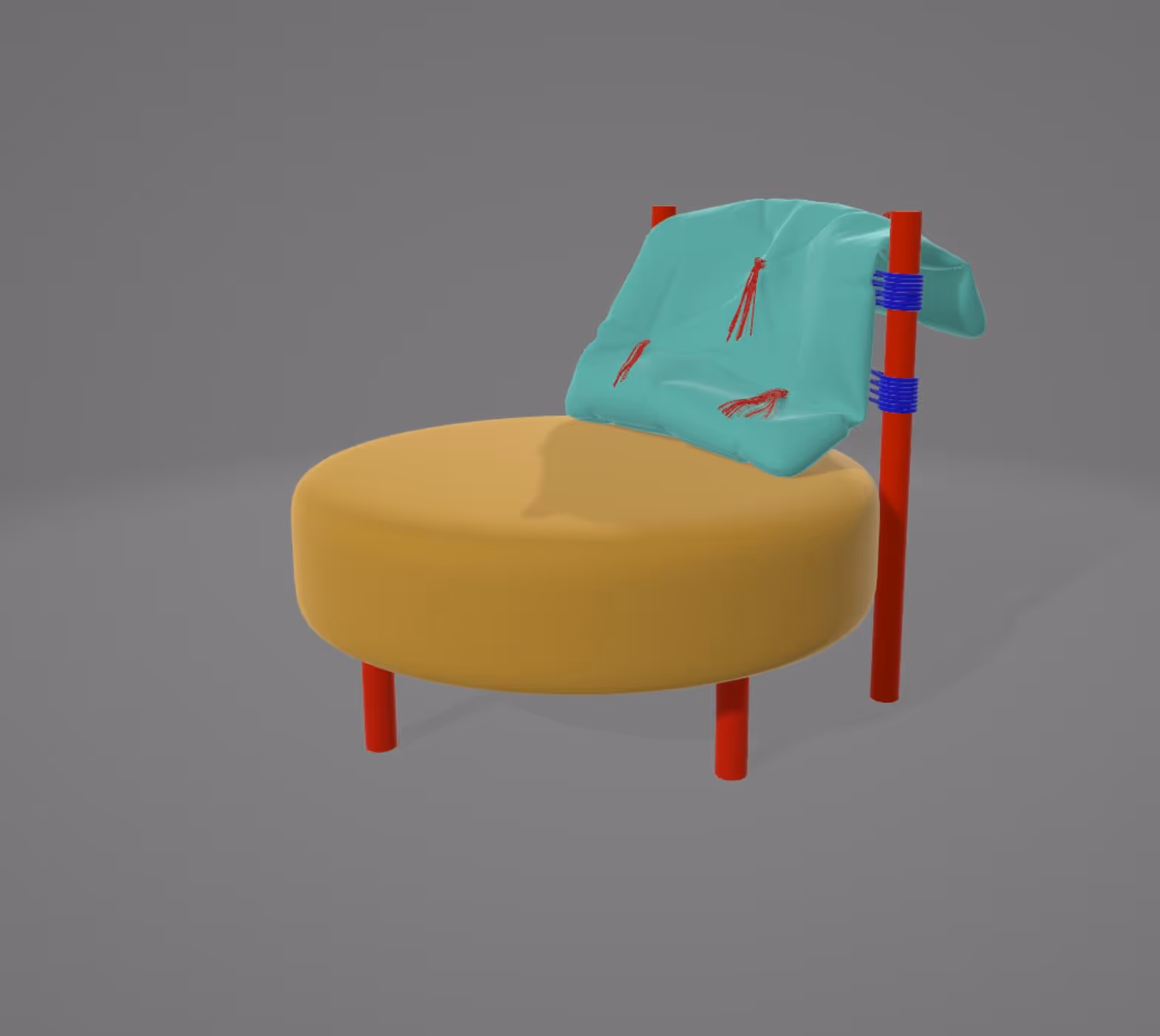 3D model van een sofa met realistisch kussen en tassels