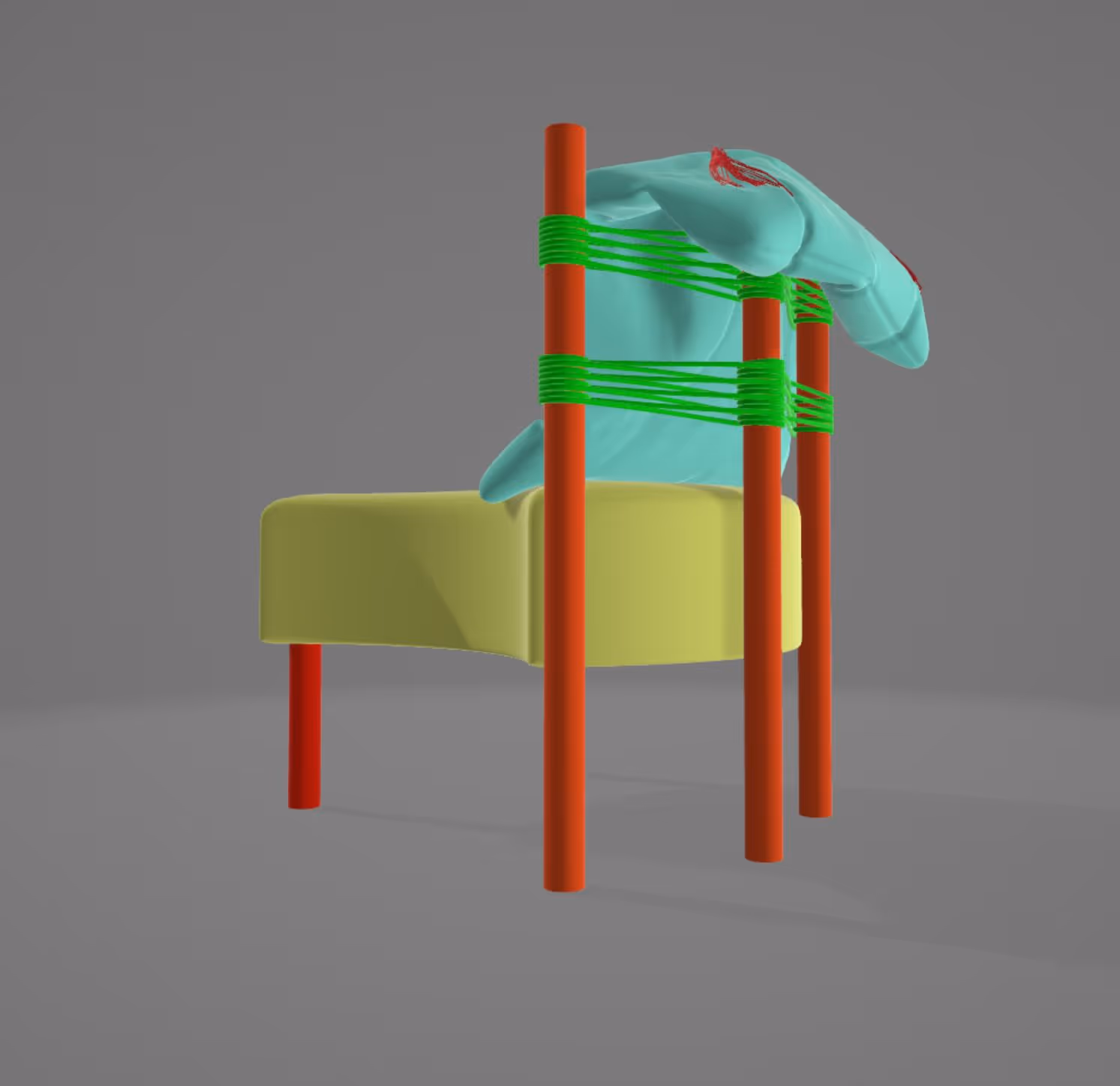 Gedigitaliseerd touwsysteem voor ondersteuning van het kussen