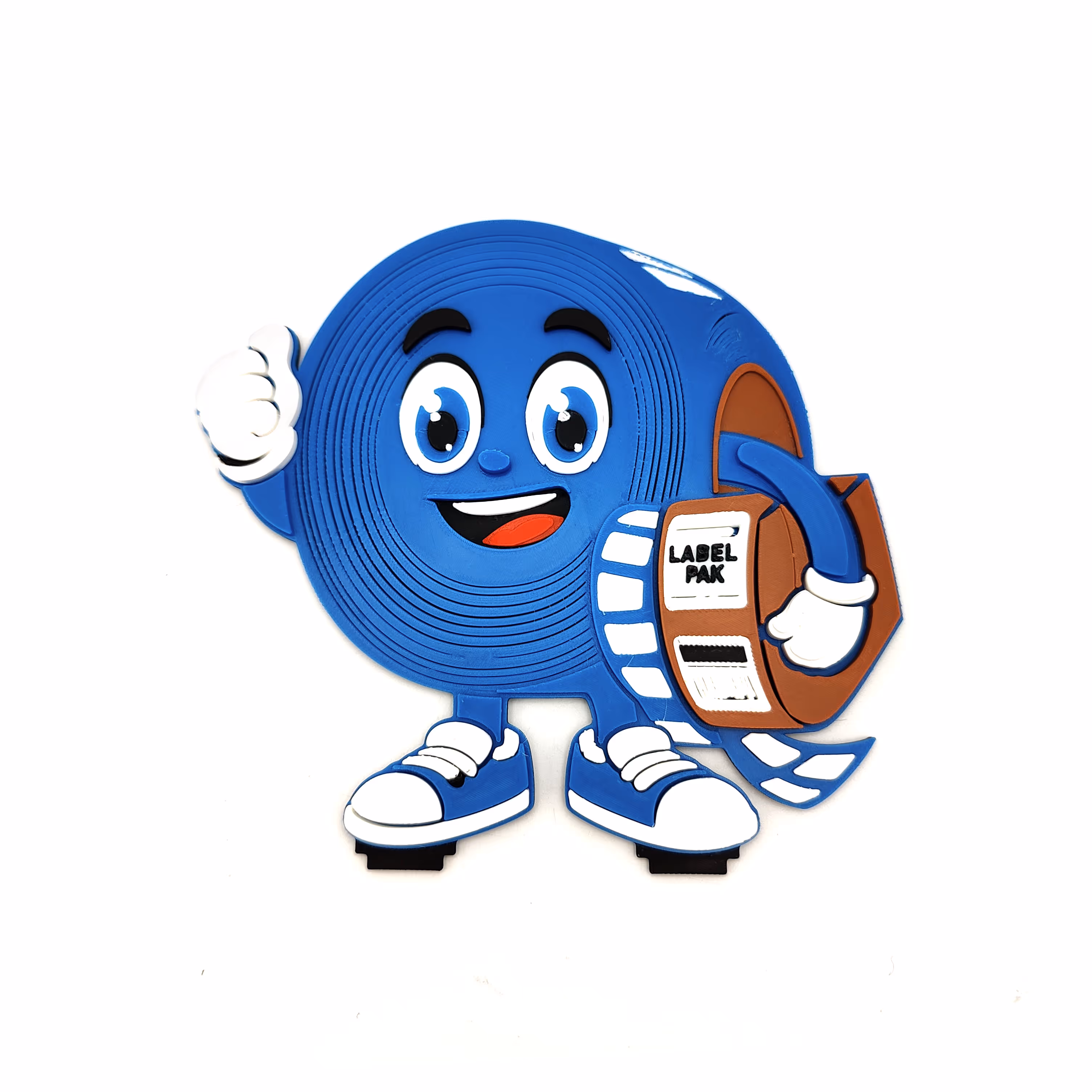 Brandingobject: op maat geprint mascotte-model in vier kleuren voor Pak Label, geproduceerd met FDM-techniek