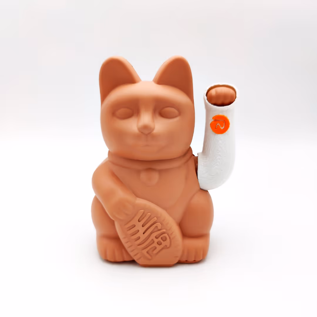 Promotioneel object: 250 katten in verschillende kleuren,  met 3D-geprinte gipsjes in PLA, voor VML door Antistatic.