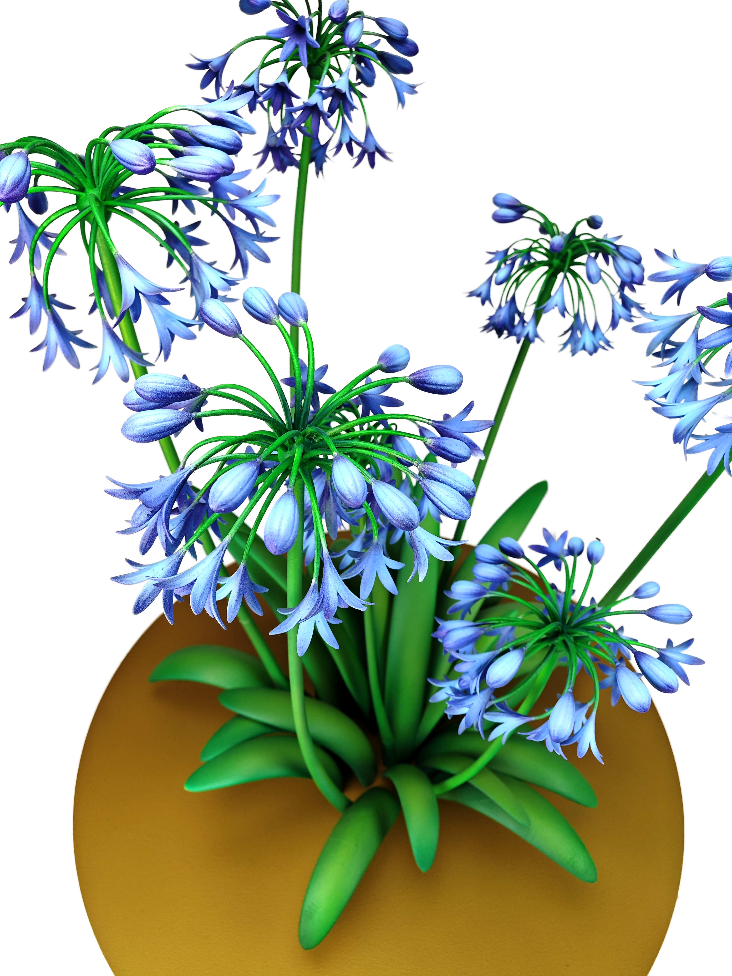 3d geprinte agapanthus bloemen in levendige kleuren geairbrushed voor VISIT kalmthout