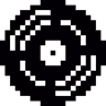 8bit icon van een zwarte filament rol, gebruikt om PETG weer te geven