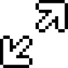8bit icon van pijlen die uit elkaar rekken, gebruikt om TPU weer te geven