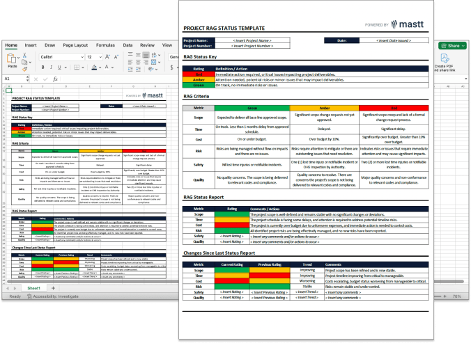 RAG Status Template (Word, Excel)