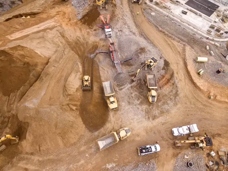 A top shot of an undergoing excavation for a construction project.