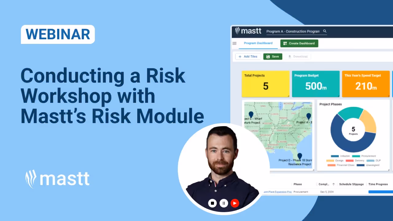 Webinar on conducting a risk workshop using Mastt’s risk module, featuring an expert speaker.