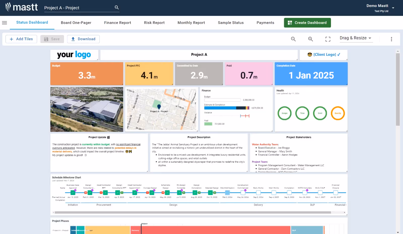 Top 10 Construction Project Management Tools for Project Managers: Mastt provides monthly report and project status report tools to automate these jobs for client-side project managers.