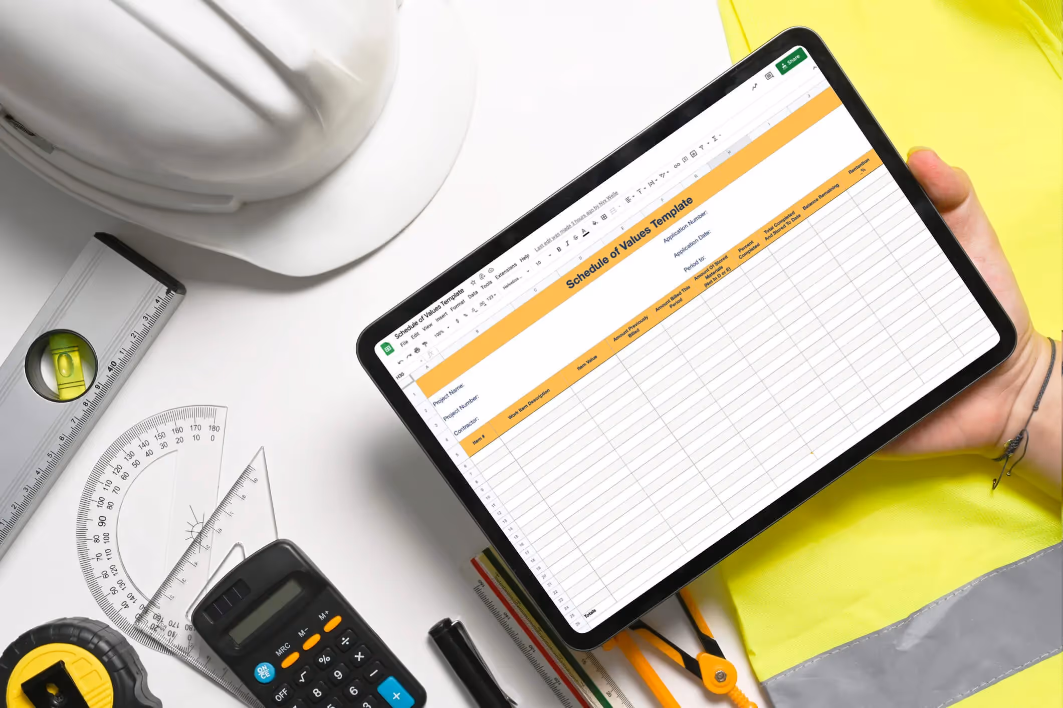 Understanding AIA G702: A Step-by-Step Guide to Completing Payment Applications: An image of a sample Schedule of Values for construction projects