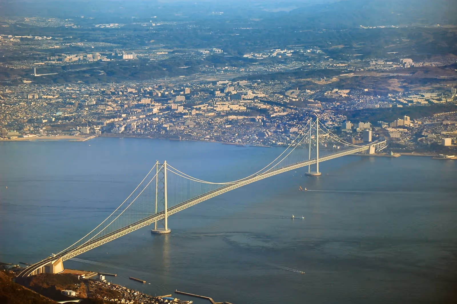 Akashi Kaikyō Bridge is the world’s longest suspension bridge.