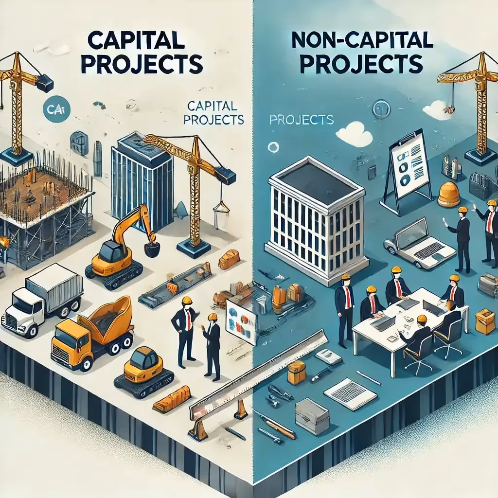 Comparison of capital and non-capital projects with visuals.