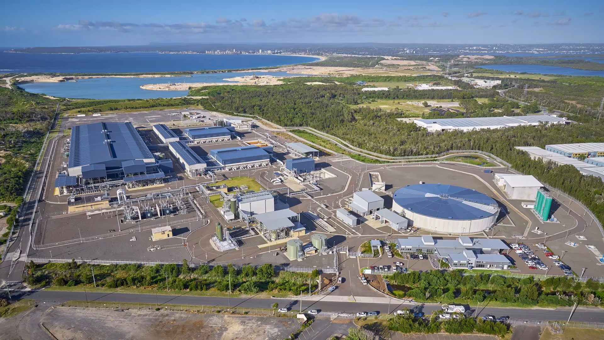 An aerial image of The Sydney Desalination Plant