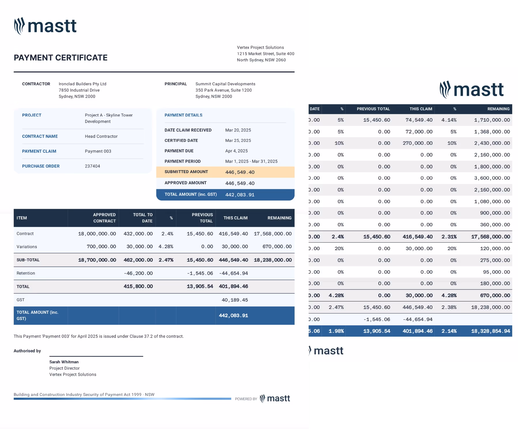 Payment Certificate Template