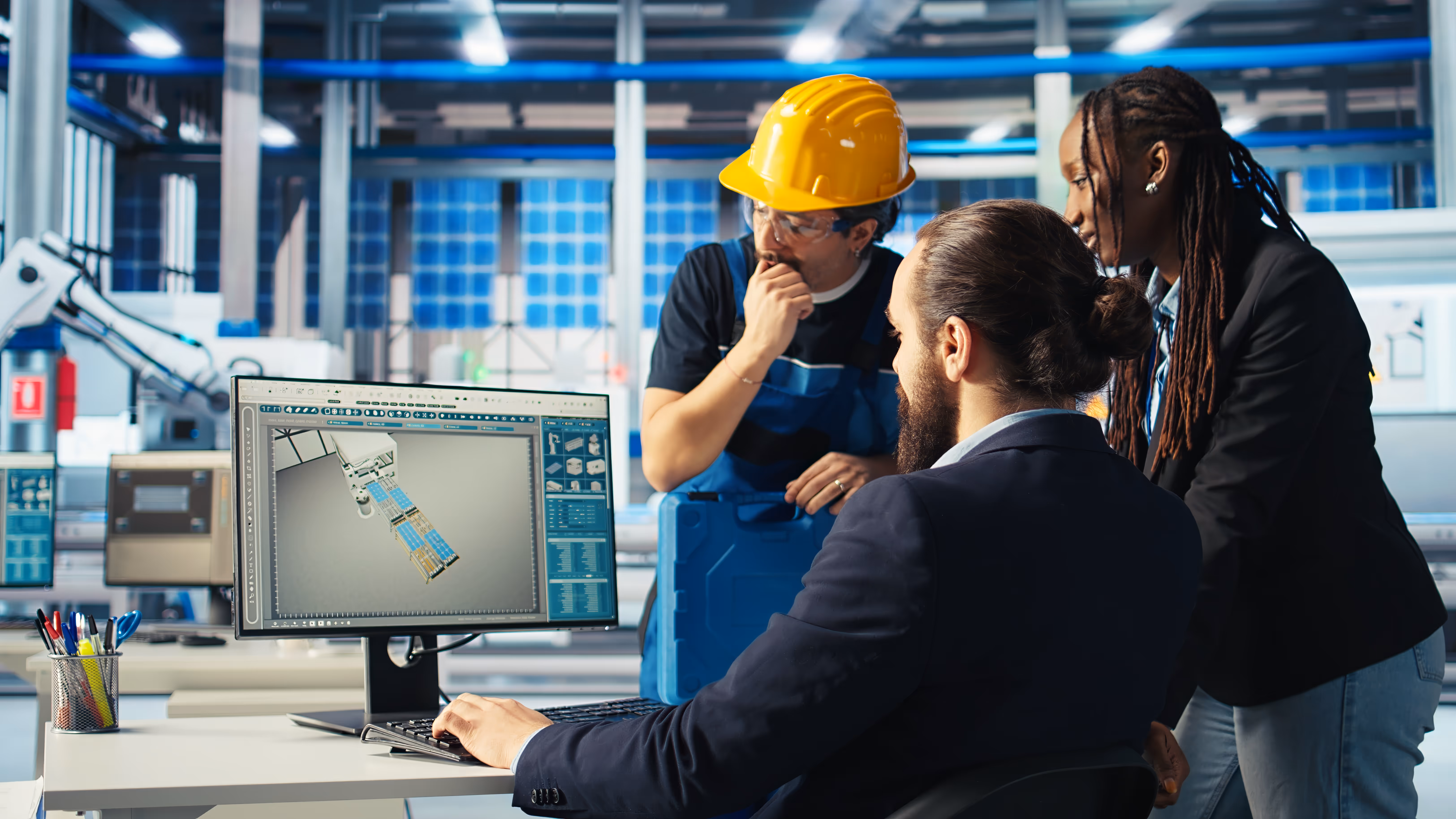 MEP engineers reviewing a 3D model together