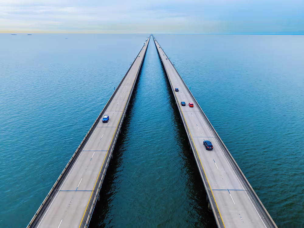 Lake Pontchartrain Causeway, longest bridge over water worldwide