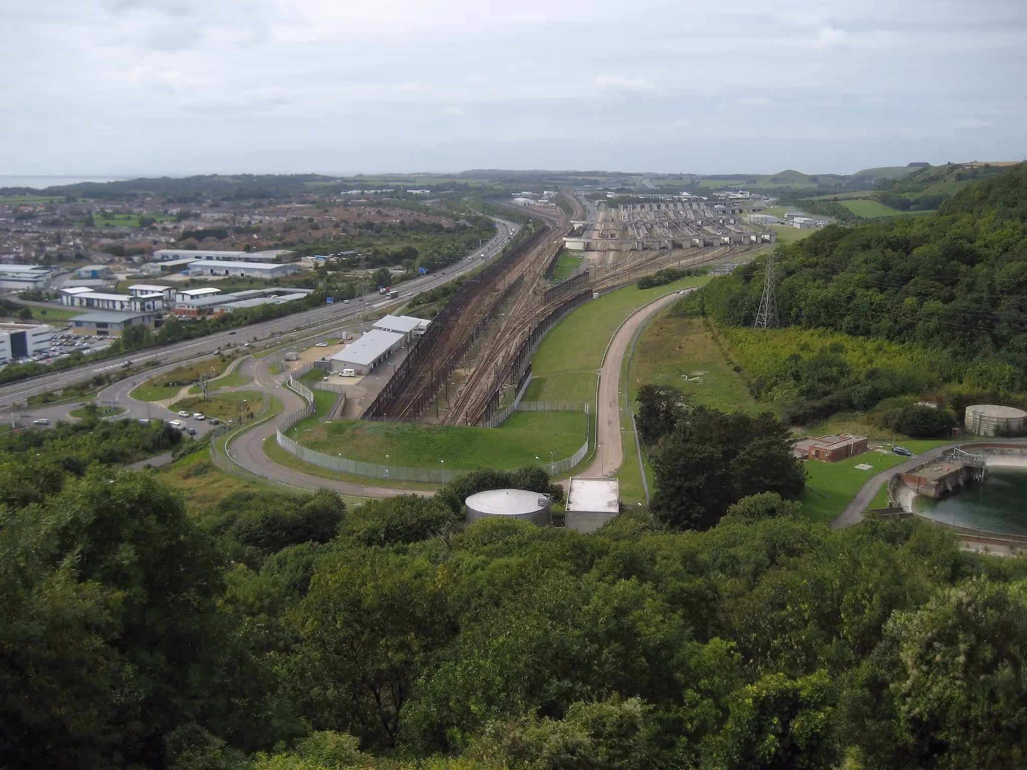 Channel Tunnel entrance and freight rail terminal in Folkestone