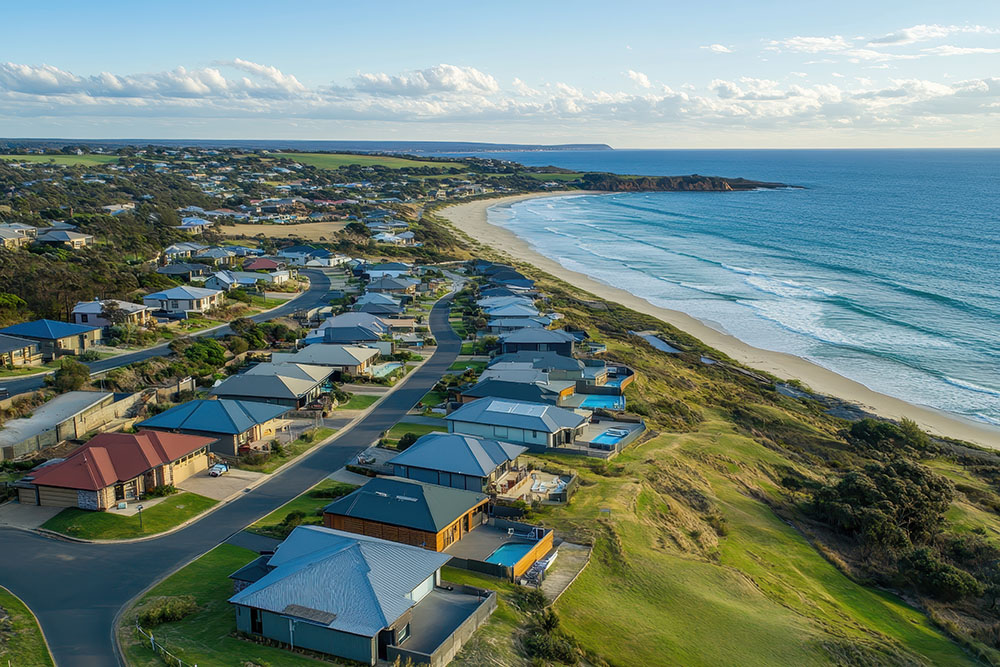 Coastal housing shows 2025 property development in Australia.